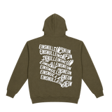 1019 Hoodie in Olive Green – Rückansicht mit Print