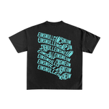 1019 T-Shirt in Schwarz – Rückansicht mit blauem Einsnulleinsneun-Print