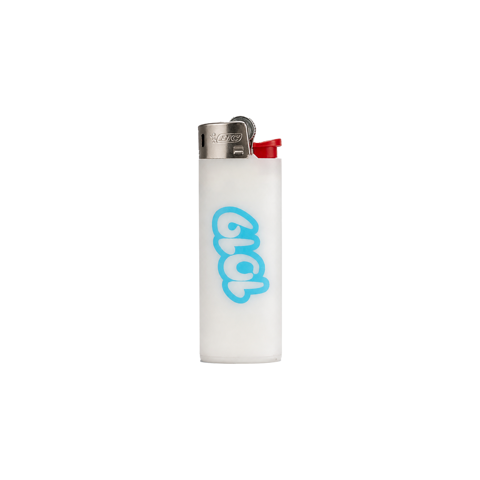 1019 Feuerzeug BIC Mini J25 in Weiß mit blauem 1019-Logo